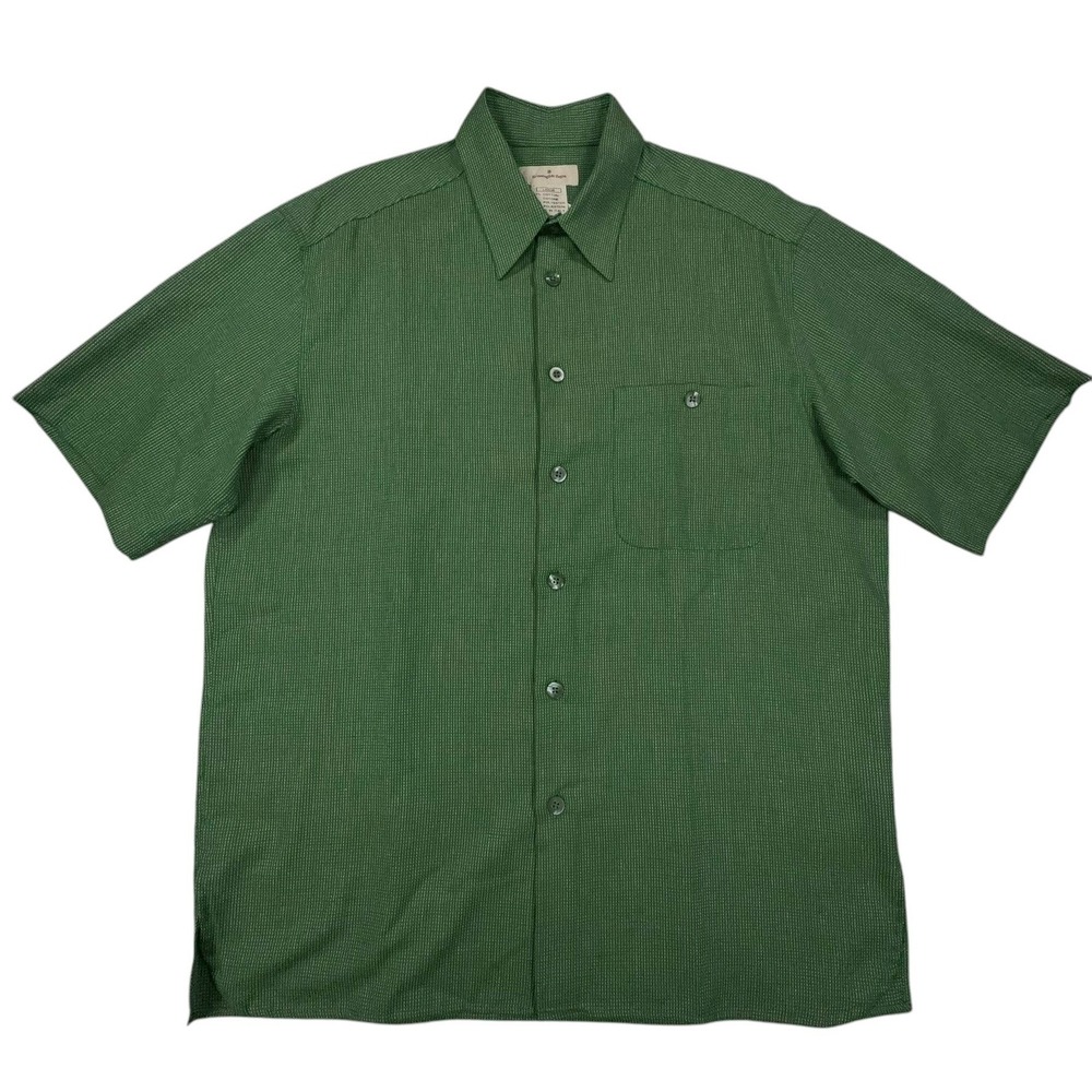Ermenegildo Zegna Short Sleeve Shirt Mens L Green Cotton Blend Italy NWT